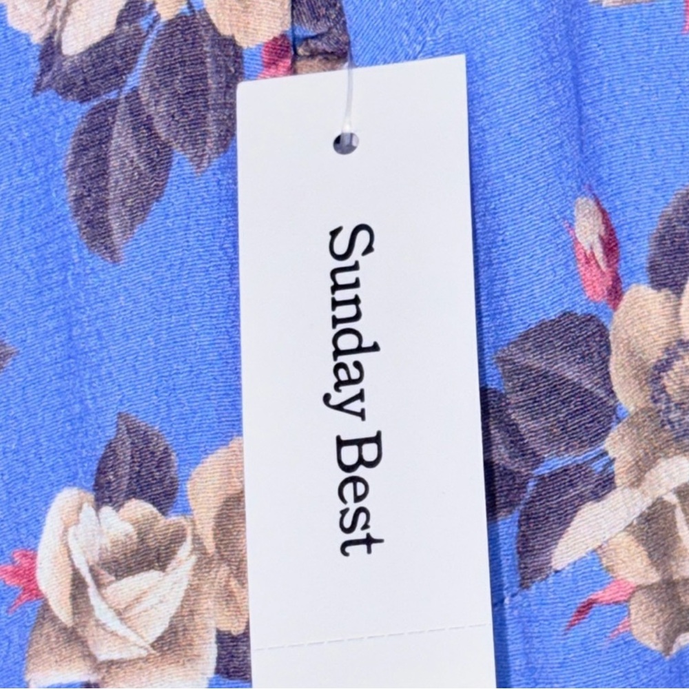 NWT Sunday Best Blue V-Neck Sundress with Bishop Sleeves - Picture 5 of 7